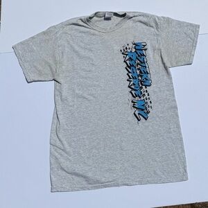 Jerzees Gray and Blue Short Sleeve Tee with Graphic Design